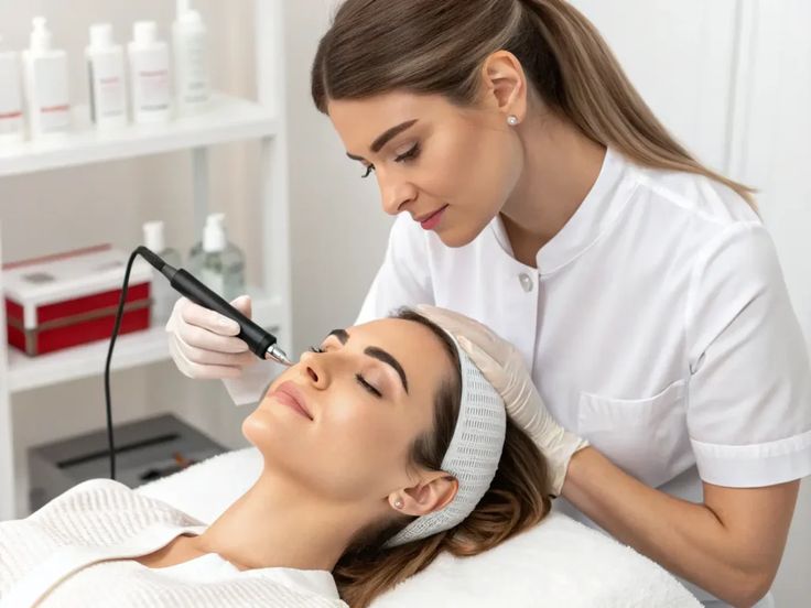 Clinician performing a safe dermatology procedure